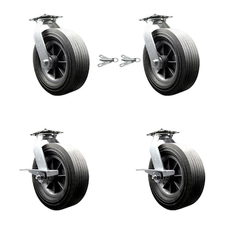 Service Caster BBQ Smoker Grill Flat-Free All Terrain 10'' Caster Wheel Set, 4PK SMOK-SCC-100S1030-SNB-BSL-2-SLB-2
